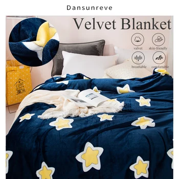 

Dansunreve Fleece Flannel Blanket For Beds Starry Plaid Printed Bedspread On Bed/Sofa Warm Soft Weighted Throw Blankets Cover