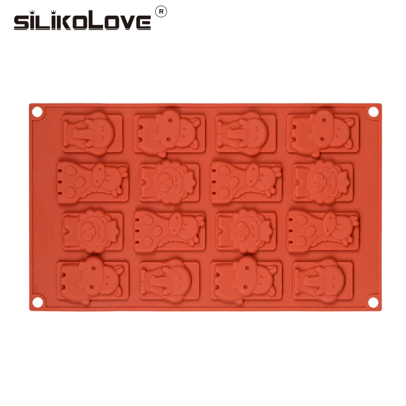 SILIKOLOVE 16 полости лошадь слон лев силиконовая форма для украшения торта Шоколадный Бар плесень