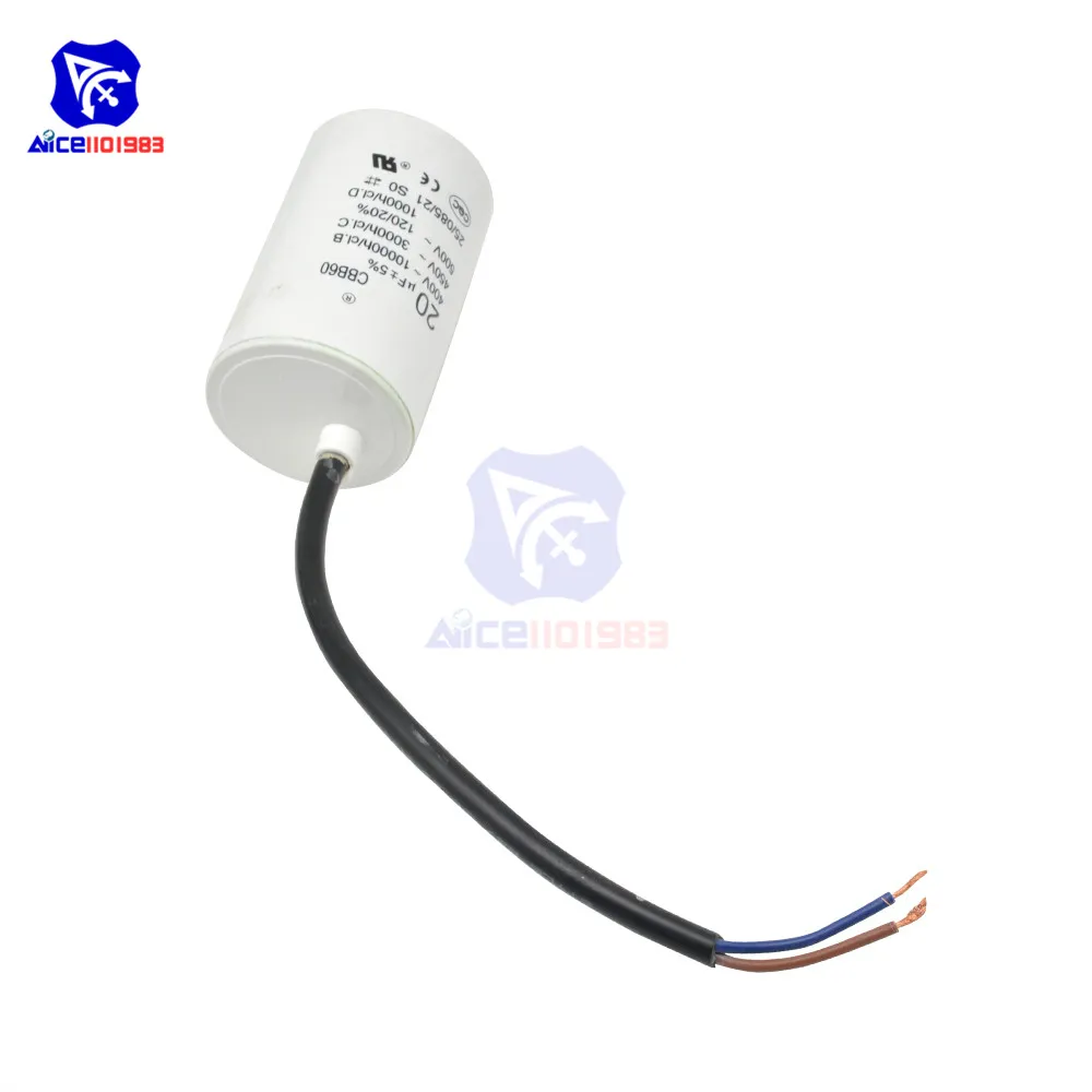 Diymore CB660 конденсатор из полипропиленовой пленки 400-500 В переменного тока, 50/60Hz 20μF ± 5% постоянной ёмкости, универсальный конденсатор с печатной платой с провод для моторный насос Генератор