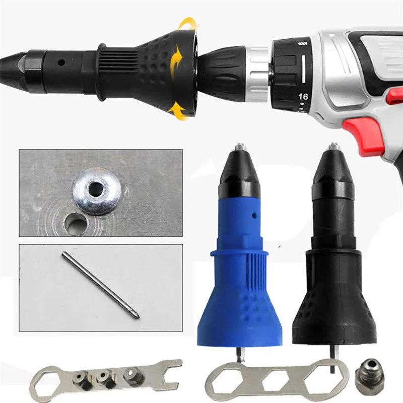 Electric Rivet Nut Gun Riveting Tool Cordless Riveting Drill Adaptor Insert Nut Tool Riveting Drill Adapter 2.4mm-4.8mm