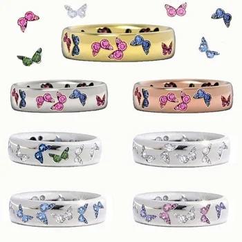 

NPKDS 7 Styles of Romantic Ladies Fashion Colorful Butterfly Ring Gem White and White Charming Ring Proposal