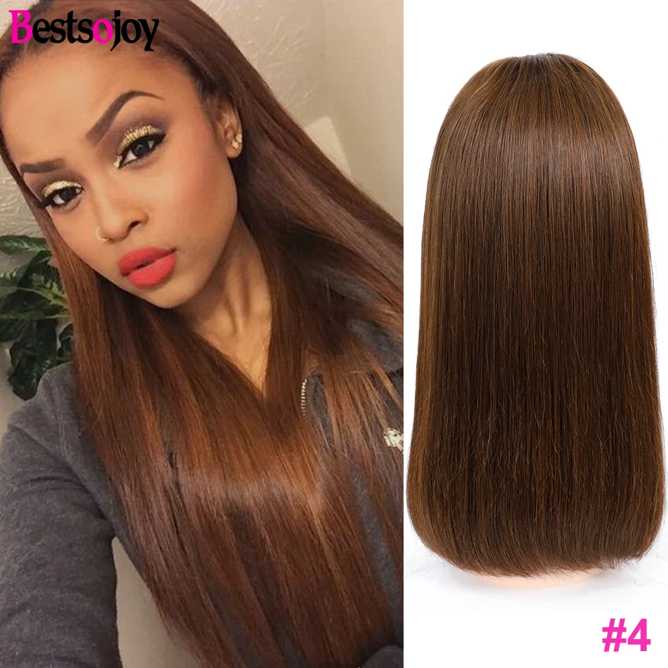 Bestsojoy/парики из человеческих волос коричневого цвета прямые 13X4 яркий цвет #2 #4 #6