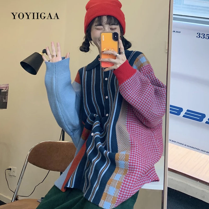Women's Sweaters Autumn Winter Cardigans Single Breasted Women Sweater Fashionable Stripe Mid-length Female Sweaters Tops Women's Sweaters Autumn Winter Cardigans Single Breasted Women Sweater Fashionable Stripe Mid-length Female Sweaters Tops