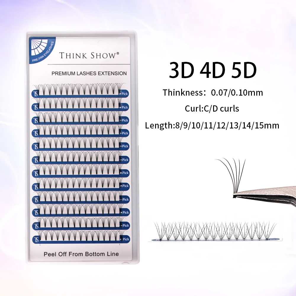Предварительно сделанные объемные веера ресницы 3D/4D/5D/короткий стержень Полупостоянный русский объем