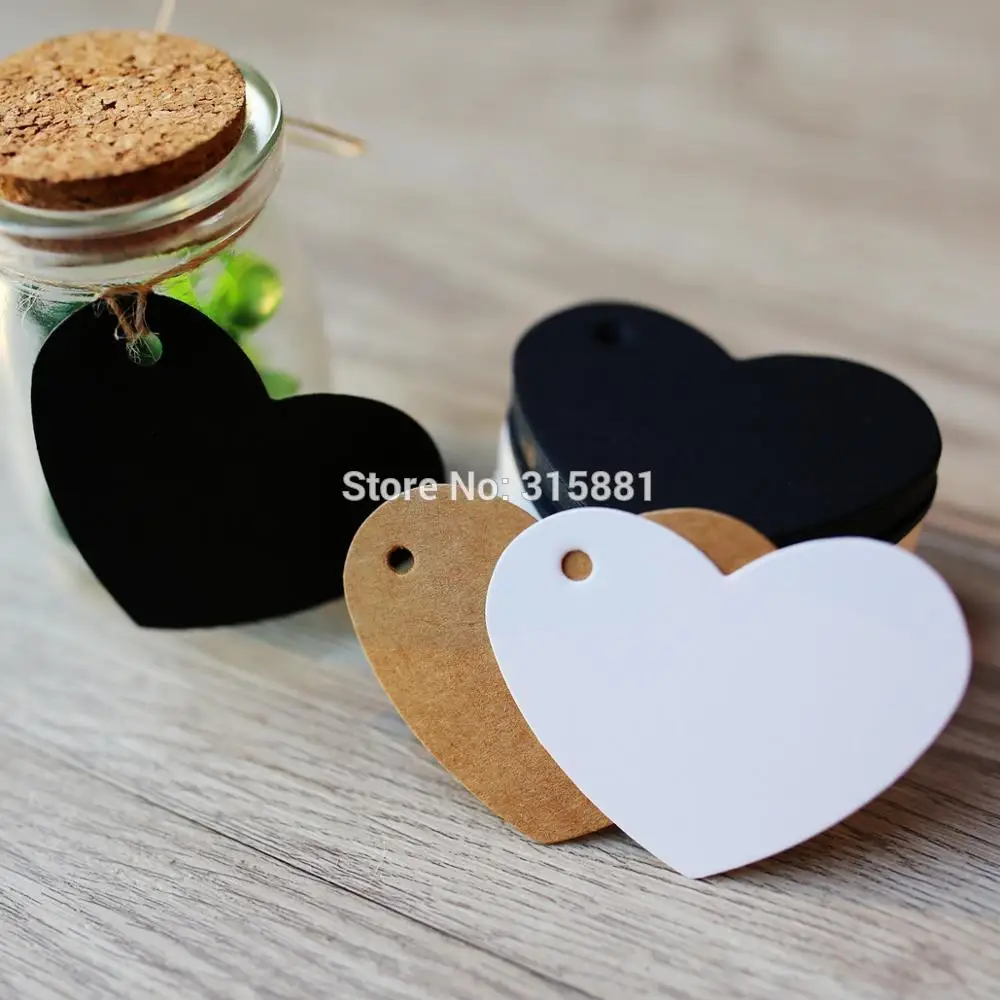 Белые коричневые черные крафт-бумажные бирки садовые этикетки сердце свадебное