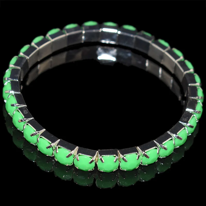 Rose Gold Color Red blue white green Rhinestone Crystal Resin Drill Bracelet Party Ladies Wedding Bridal Jewelry Holiday Gift - Metal Color: Rose Gold Color