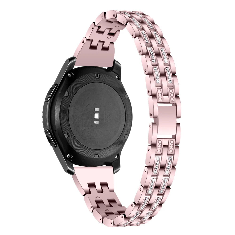 Rose Pink Браслет для samsung gear S2 S3 ремешок Женский Алмазный металлический ремешок для Galaxy Watch 46 мм 42 мм ремешок для Amazfit Bip/huawei Watch GT - Цвет ремешка: Rose Pink