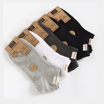 

5 PCS Plain men's socks Sweat absorbent breathable boat socks