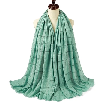 

2019 New Super Big Winter Cotton Soft Thicker Hijabs Scarf Shawls Warps Women Winter Pleated Plaid Solider Plaid Scarf/Scarves