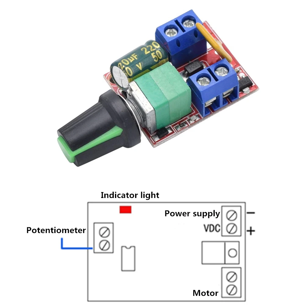 Мини 5A PWM Max 90W контроллер скорости двигателя постоянного тока модуль 3V 6V 12V 24V 35V
