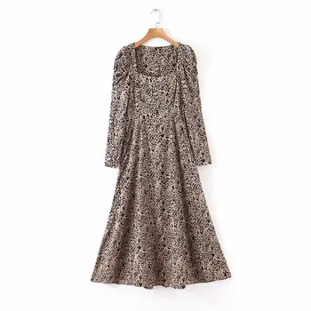 

Xq8-60-9394 European and American fashion leopard print one neck dressWomen dress vestidos de verano summer dress