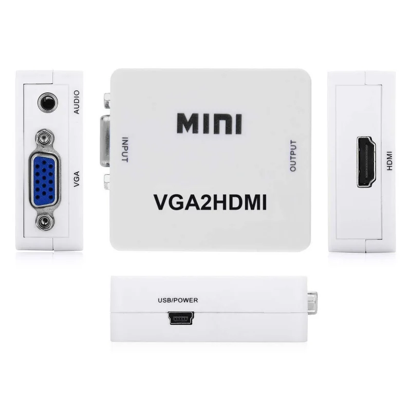  Universale VGA A HDMI Adattatore Video Full HD 1080P Audio Converter Box Adattatore Per Il Computer