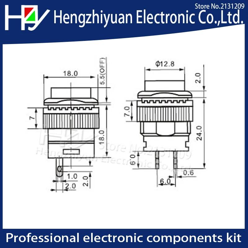 Hzy 16mm Self-locking push button switch with LED ON-OFF blue Green Red Yellow with lamp recovery button switch 3A125V AC 4 pins