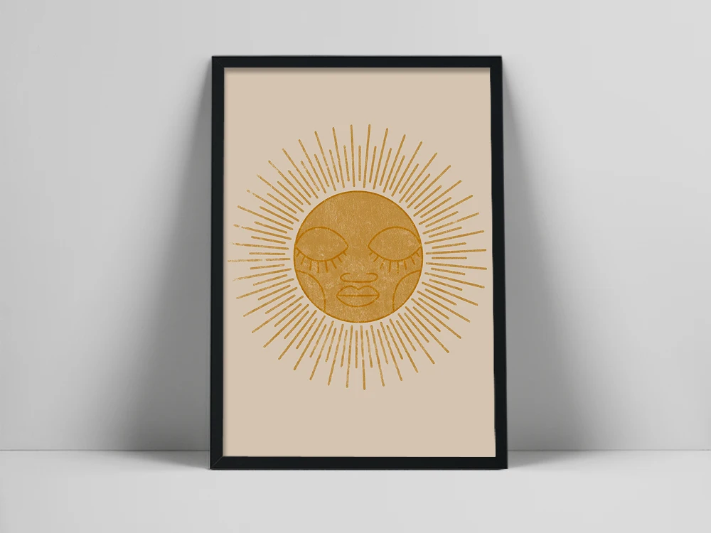Sunburst art абстрактная Печать Солнца картина солнца Декор стен в стиле бохо