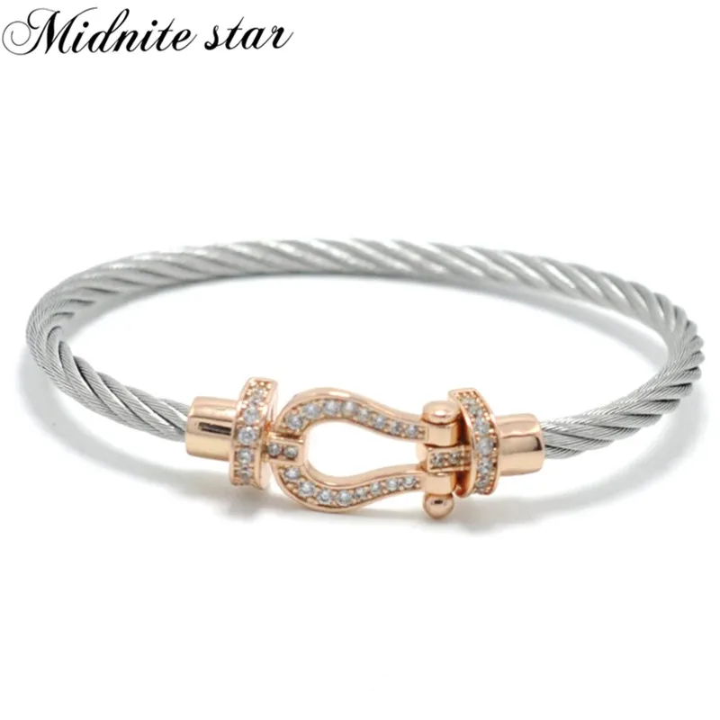 Silver rose men Браслеты с кристаллами, стальная проволока, модные ювелирные изделия из нержавеющей стали для мужчин, женский браслет, мужской браслет - Окраска металла: Silver rose men