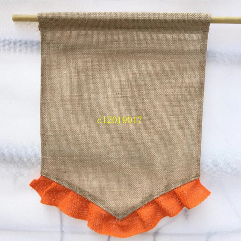 good sell Blank Burlap Flag DIY Jute Ruffles Garden Flags Portable Blank Banner Easter Garden Decorations