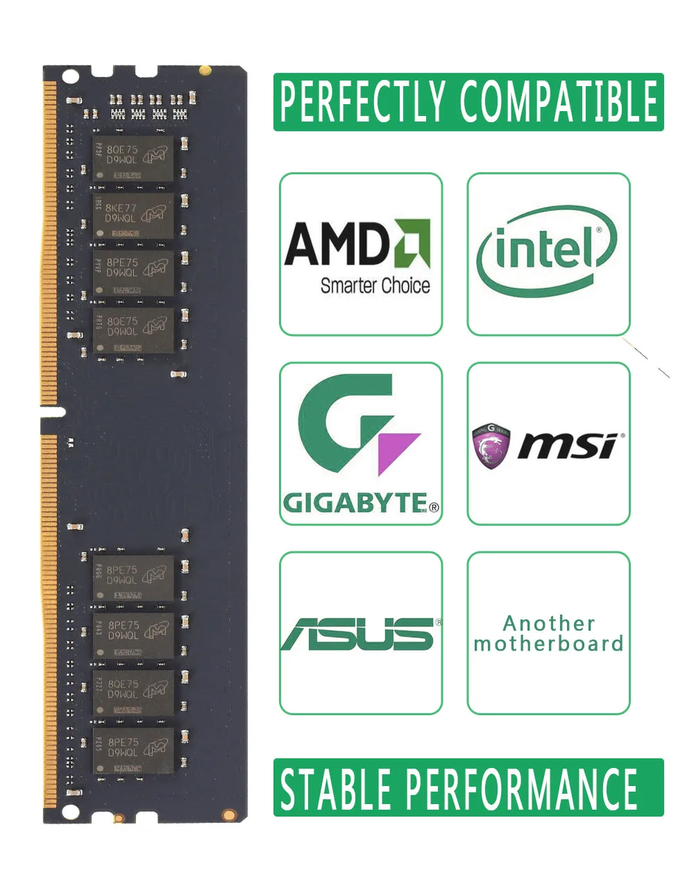 16 Гб DDR4 Оперативная память 2666/2400/2133 МГц 288PIN 1,2 в DIMM NON-ECC настольных компьютеров Intel/AMD D Оперативная память поддержка двухканальный