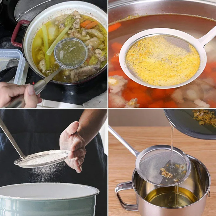 HOT 2 Pcs/Set Stainless Steel Spoon Filter Set Soup Filter Spoon Fried Hot Pot Slip Net Kitchen Tool Accessories TI99