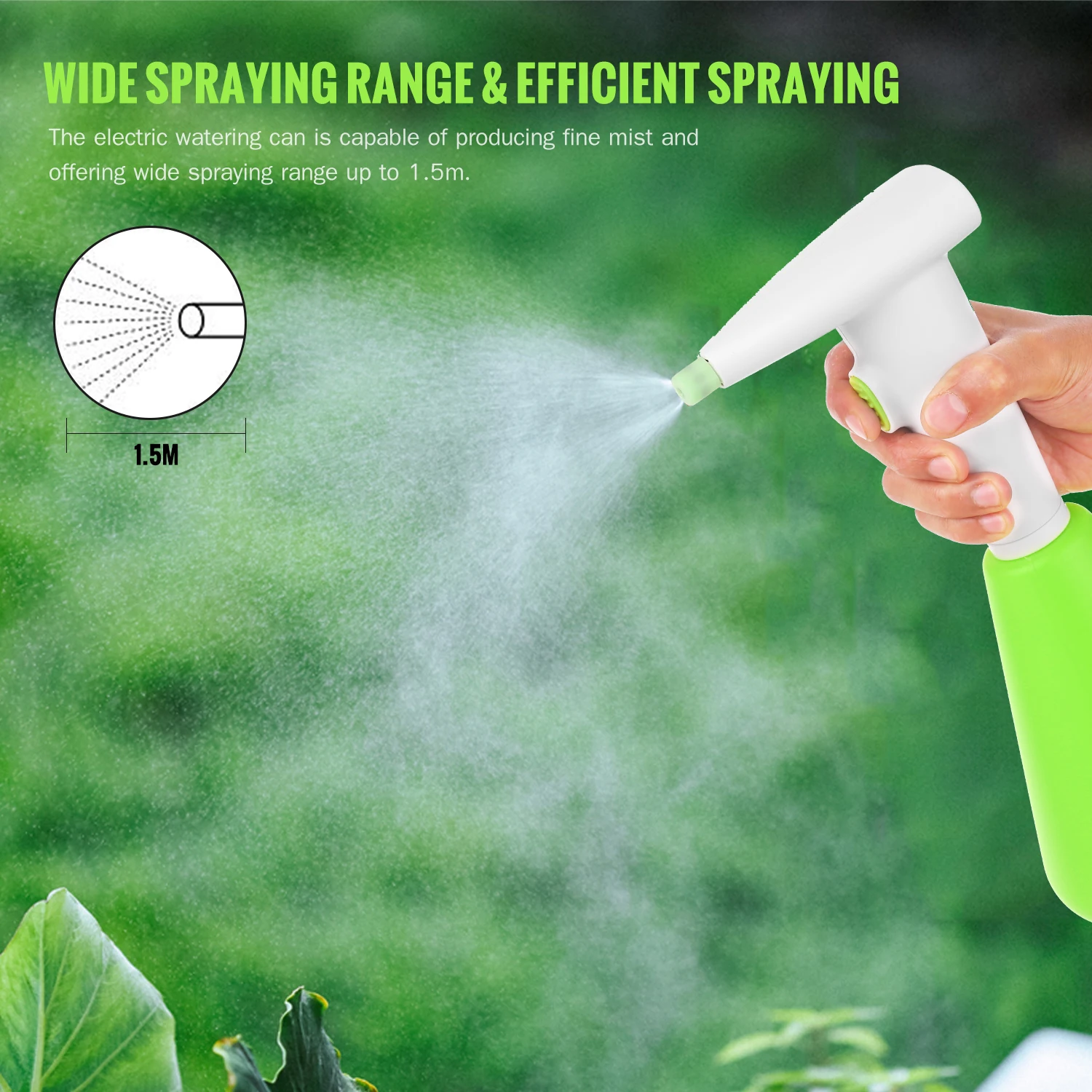 1300ML Electric Sprayer For Alcohol Water Rechargeable Garden Watering Sprinkling Can for Home Cleaning Gardening Watering