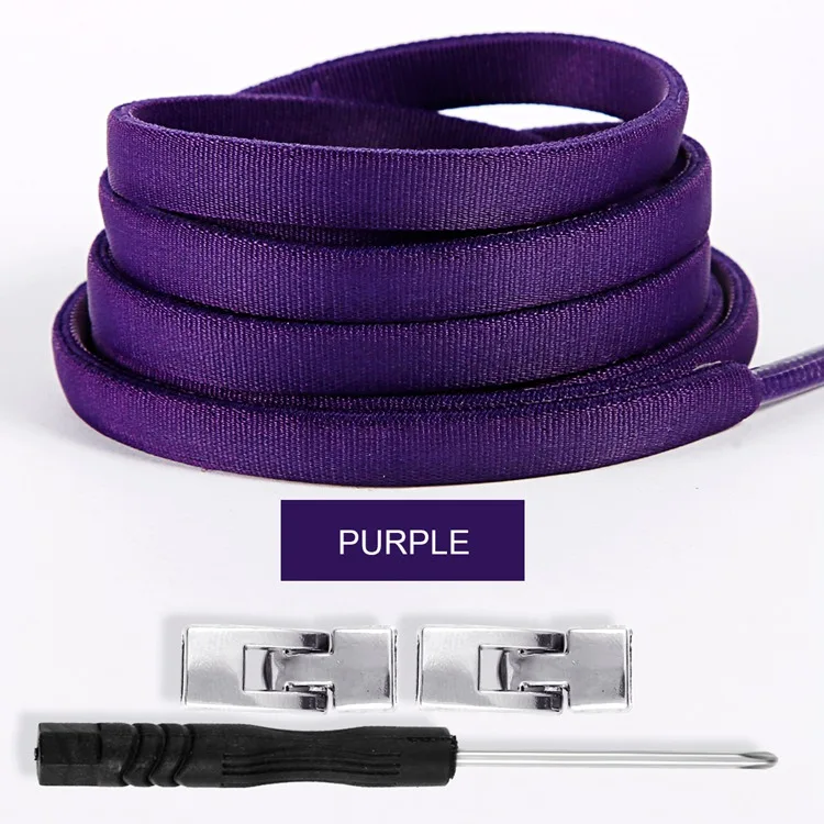 Sixth Generation шелковые толстые эластичные шнурки металлические ленивые шнурки подходят для детей и взрослых - Цвет: Фиолетовый