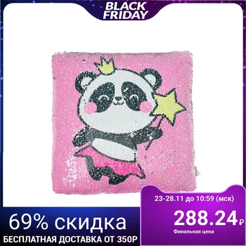 

Decorative cover with sequins "Ethel" Panda, 40x40 cm, velor, polyester 100% 4343381