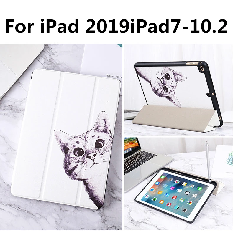 Чехол для iPad 7 с ручкой и слотом для ручки 10,2 дюймов Apple tablet 7th gen Ультратонкий силиконовый мягкий чехол все включено анти-падение тонкий leat - Цвет: Зеленый