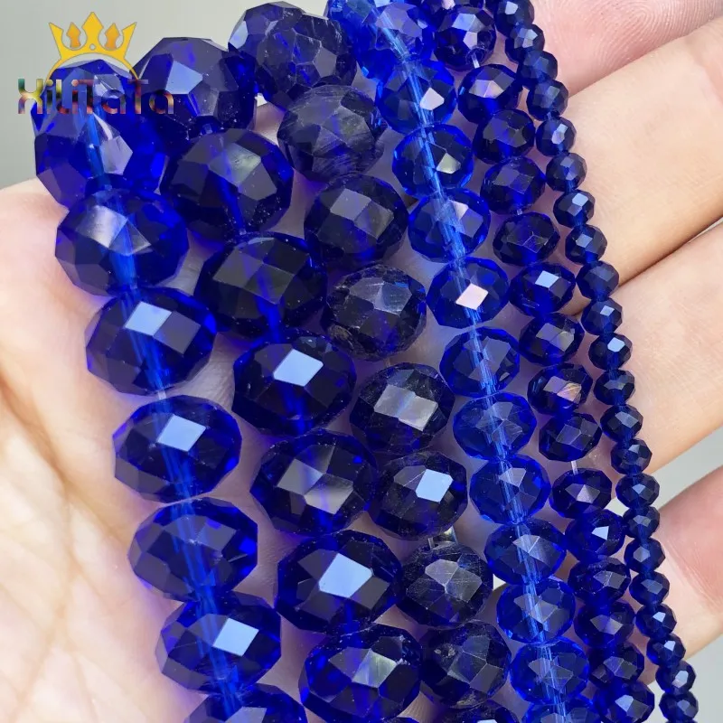 Glass Rondelle Faceted Montana Blue AB Beads loose spacer AAA 4mm 6mm 8mm 10mm 
