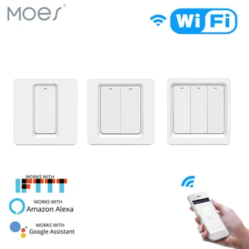 

WiFi Smart Light Switch Push Button Smart Life/Tuya APP Remote Control Works with Alexa Google Home for Voice Control 1/2/3 Gang
