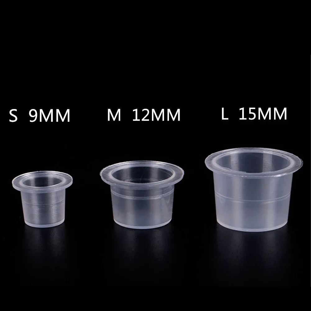 

1000Pcs Plastic Microblading Tattoo Ink Cup Cap Pigment Clear Holder Container S/M/L Size For Needle Tip Grip tattoo supplis