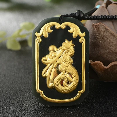 Dragon Jadery, мужское ожерелье, натуральный нефрит, чистое, цельное золото, ожерелья с кулоном драконом, Женский драгоценный камень, хорошее ювелирное изделие из нефрита, Черная пятница, предложения - Цвет камня: Dragon