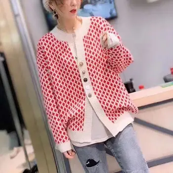 

long-sleeved pattern cardigan sweaters female A5775