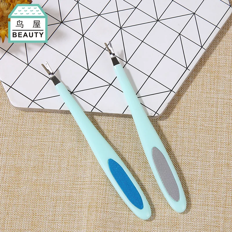 Stainless Steel V Type Dead Skin Remover Manicure Implement to Barb Manicure Tools Exfoliating Scrub Fork N151