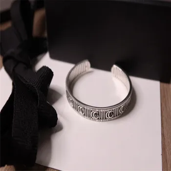 

1:1 Original Gorgeous retro Open striped bracelet S925 Sterling silver Jewelry Women Luxury brands Logo High-quality gifts