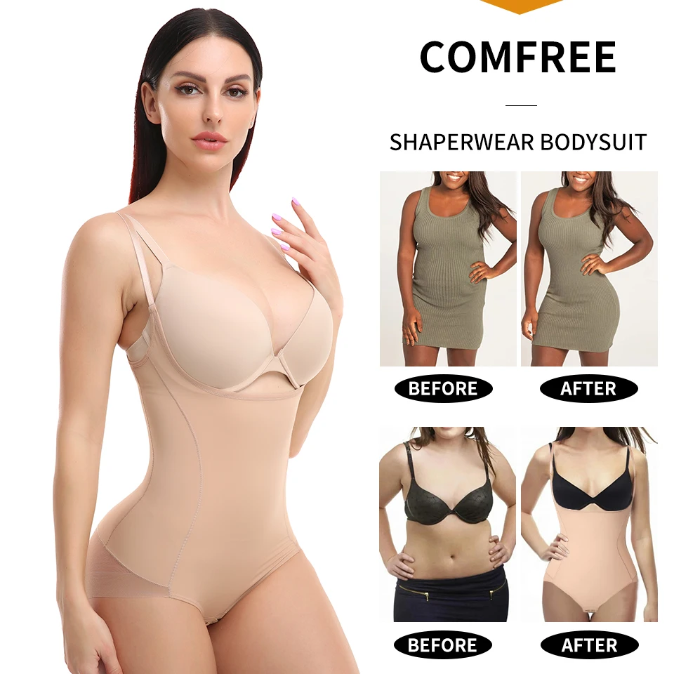 Shapewear for Women Tummy Control Bodysuits Waist Trainer Body Shaper Slimming Underwear Open Bust Compression Belly Girdles best tummy control shapewear uk