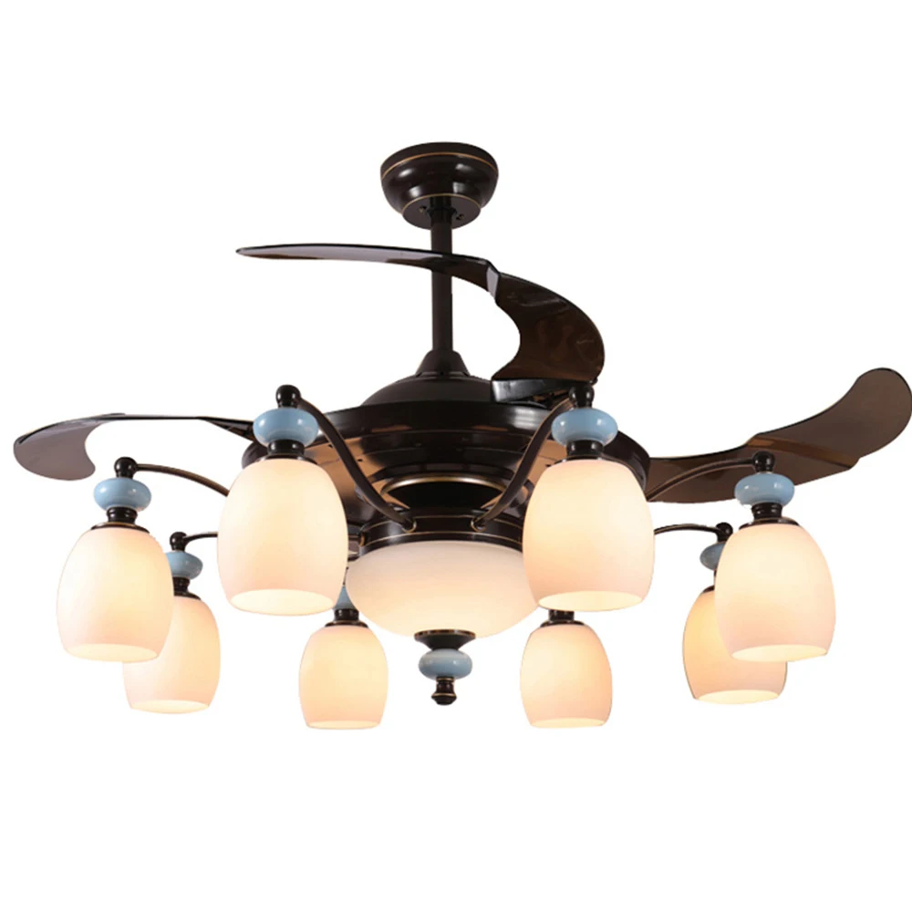 8 lights Китайский Тип 42 дюймов потолочный вентилятор-люстра с дистанционным Управление Гостиная Ресторан Спальня 6 8 огни украшение дома огни - Цвет лезвия: 8 lights