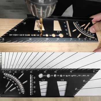 

Realmote Aluminium Alloy Multi-function Woodworking Angle Ruler 45 Degrees 90 Crossing Line Stop Gauge Drawing Device