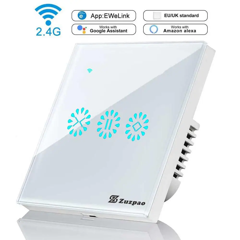 Умный роликовый переключатель для занавесок, беспроводной WiFi Электрический переключатель для жалюзи, сенсорный настенный переключатель с таймером, Поддержка Google Home
