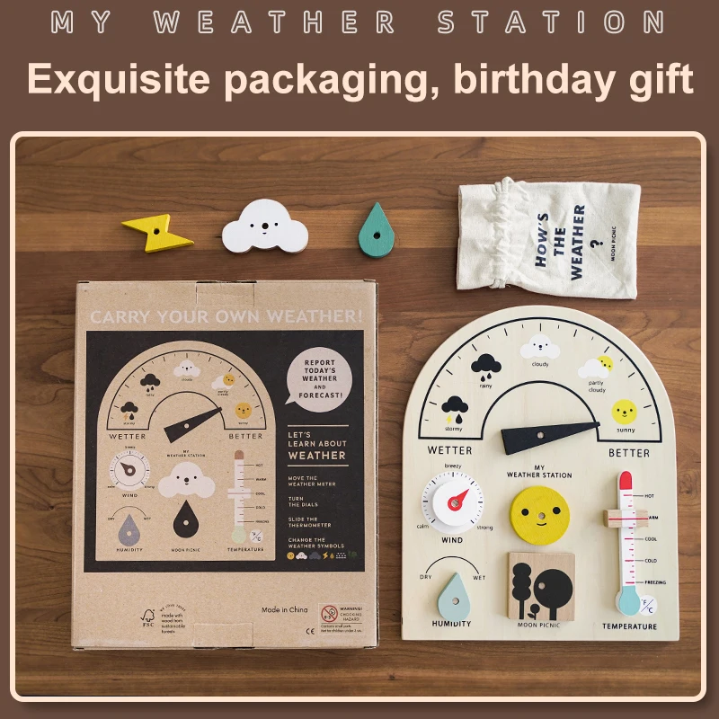 WEMMICKS Kids Wooden Educational Toy Weather Station Weather Temperature Record Activity Board Growth Learning Teaching Toys 4 WEMMICKS Kids Wooden Educational Toy Weather Station Weather Temperature Record Activity Board Growth Learning Teaching Toys 4