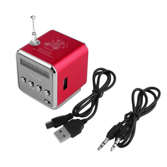 Red Портативный алюминиевый сплав микро USB мини стерео супер бас динамик Ubwoofer Musica MP3/4 FM радио приемник - Цвет: Red