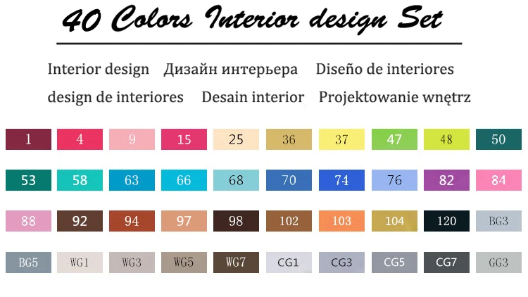 40 Interior Set TouchFIVE 30/40/60/80/168 Цвет маркер для рисования набор двойной головой художественный эскиз жирной на спиртовой основе маркеры для анимации Manga - Цвет: 40 Interior Set