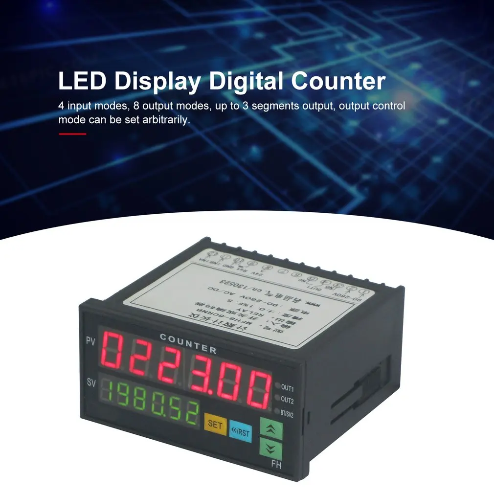 US $20.41 Multi Functional Digital Counter Length Meter Intelligent Dual 6 Digits Led