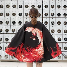 Yukata женский японский кимоно кардиган с принтом дракона с длинным рукавом рубашка повседневные кимоно Femme Kawaii азиатское Кимоно костюмы косплей