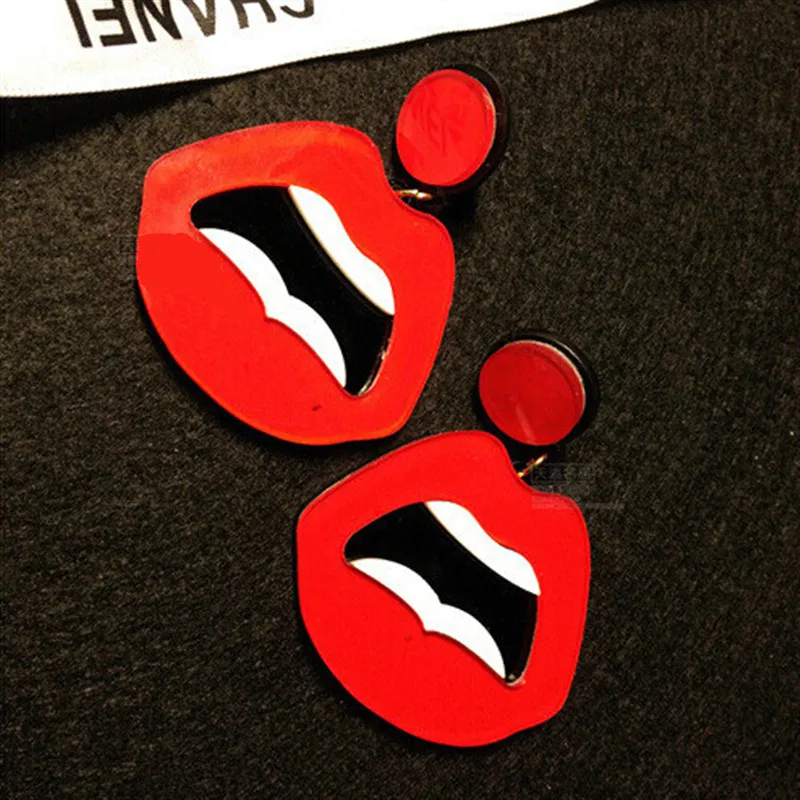 Новые Сексуальные акриловые серьги с красными губами для женщин, Преувеличенные геометрические висячие серьги в форме рта, вечерние Ювелирное Украшение для ночного клуба - Окраска металла: 3