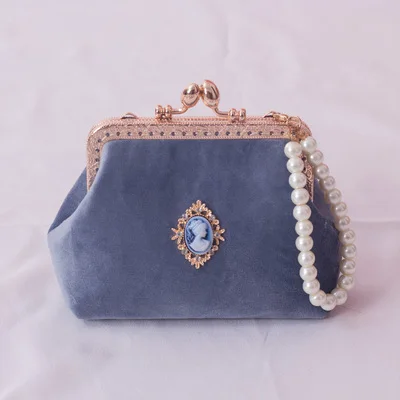 Blue 13cmx10cmx5cm Велюровые кошельки мини-сумки Женская сумочка маленький роскошный клатч винтажная Хрустальная монетница свадебные жемчужные цепочки розовые сумки на плечо - Цвет: Blue 13cmx10cmx5cm
