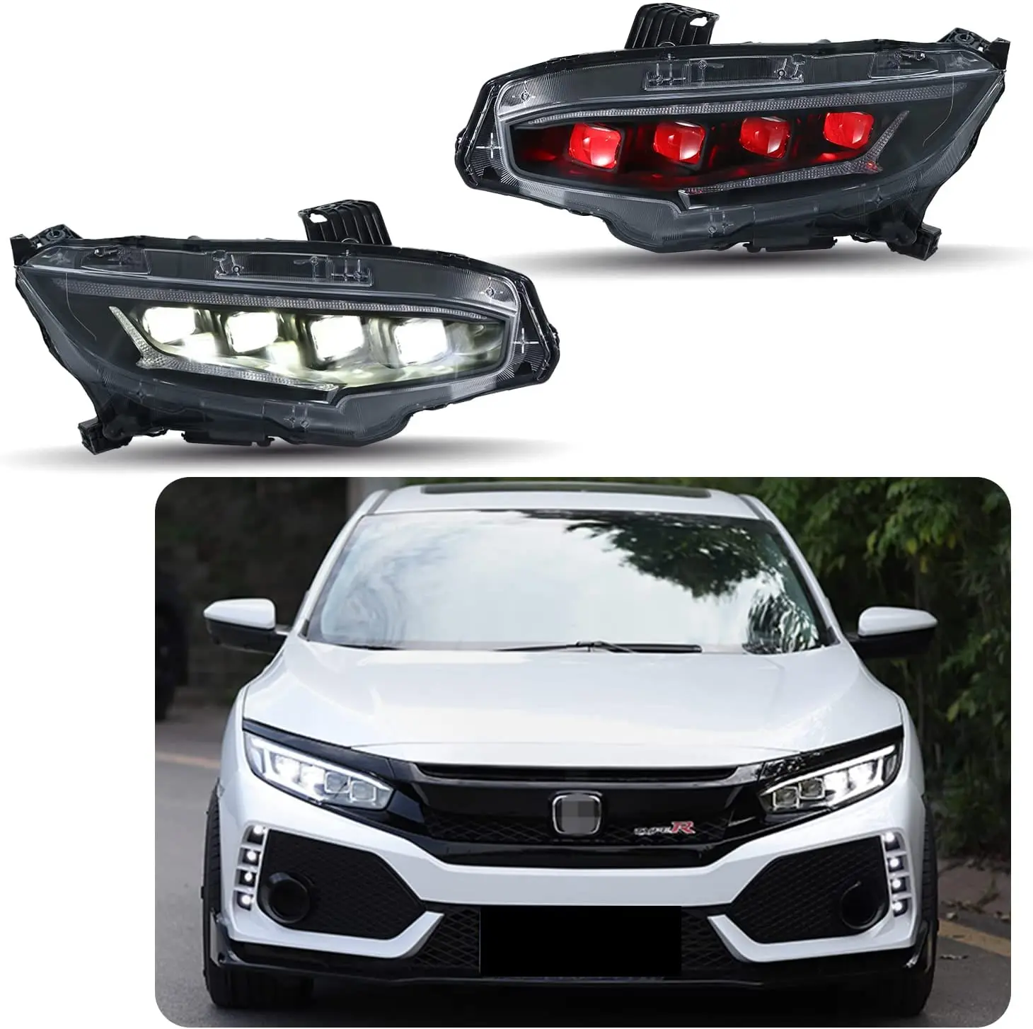 

Светодиодный фары для Honda Civic 10 Седан Тип R хэтчбек 2016-2021 с пусковым анимационным демоническим глазом