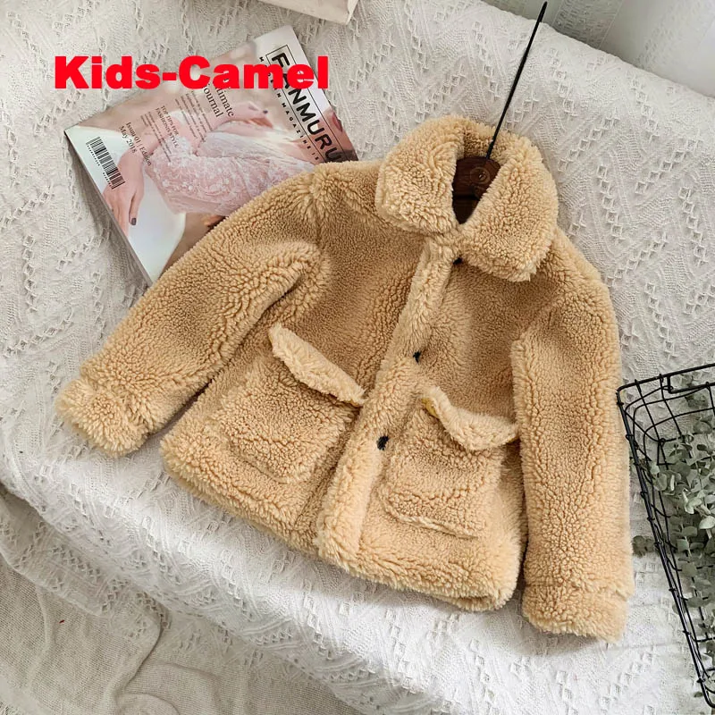 girlscamel coats Модное пальто из искусственного меха для мамы и дочки г., повседневная осенне-зимняя шерстяная куртка с мехом, теплая верхняя одежда - Цвет: girlscamel coats