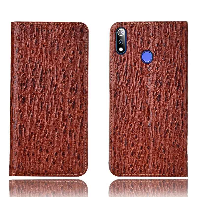 

Ostrich Pattern Genuine Leather Ultra Thin Card Slot Case For OPPO Realme 3 Pro/OPPO Realme 2 Pro/OPPO Realme X Magnetic Case