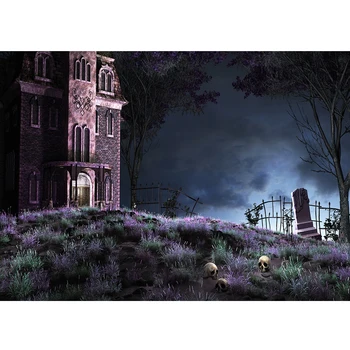 

Halloween castle Photography Backdrop Gravestone Graveyard in Dark Forest Photo Background Cloth Vinyl Photo Studio Props