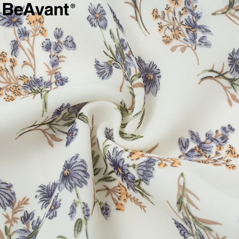 BeAvant цветочный принт богемный женское длинное платье осень зима элегантное женское платье с рукавами-фонариками v-образный вырез гофрированное винтажное платье