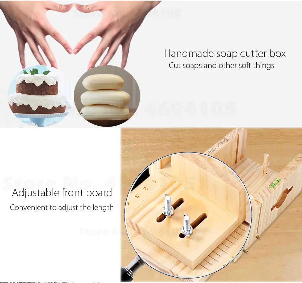 Household Wooden Soap Cutter Box Pine Material Balancing Apparatus Accurate Wire Cutting Adjustable Front Board